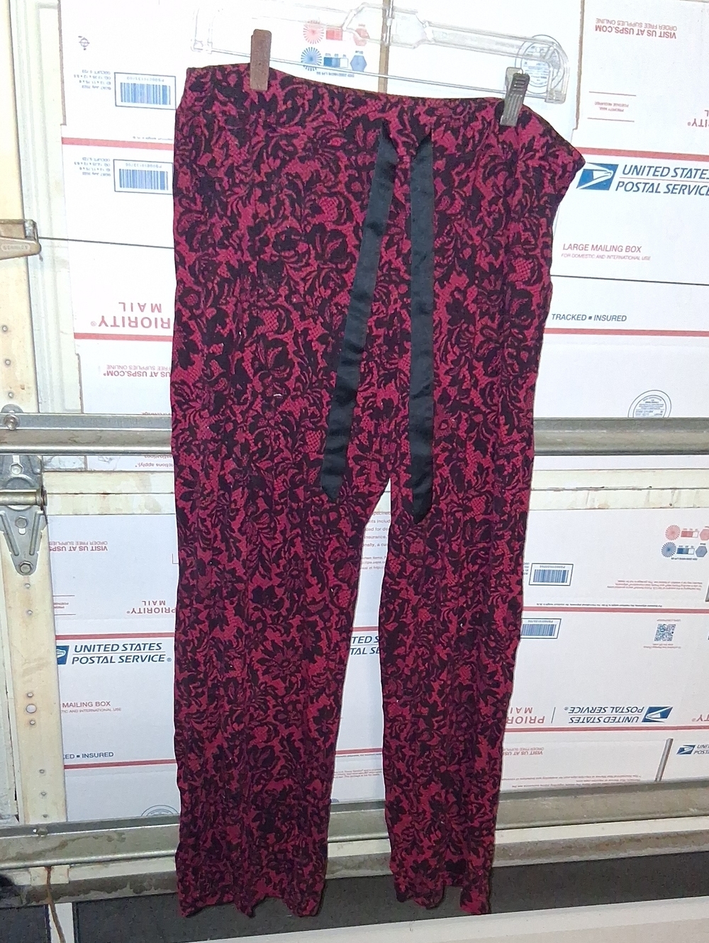 Soma Size L Women's Red Floral Drawstring Wide-Leg Pants (Sku A 108)
